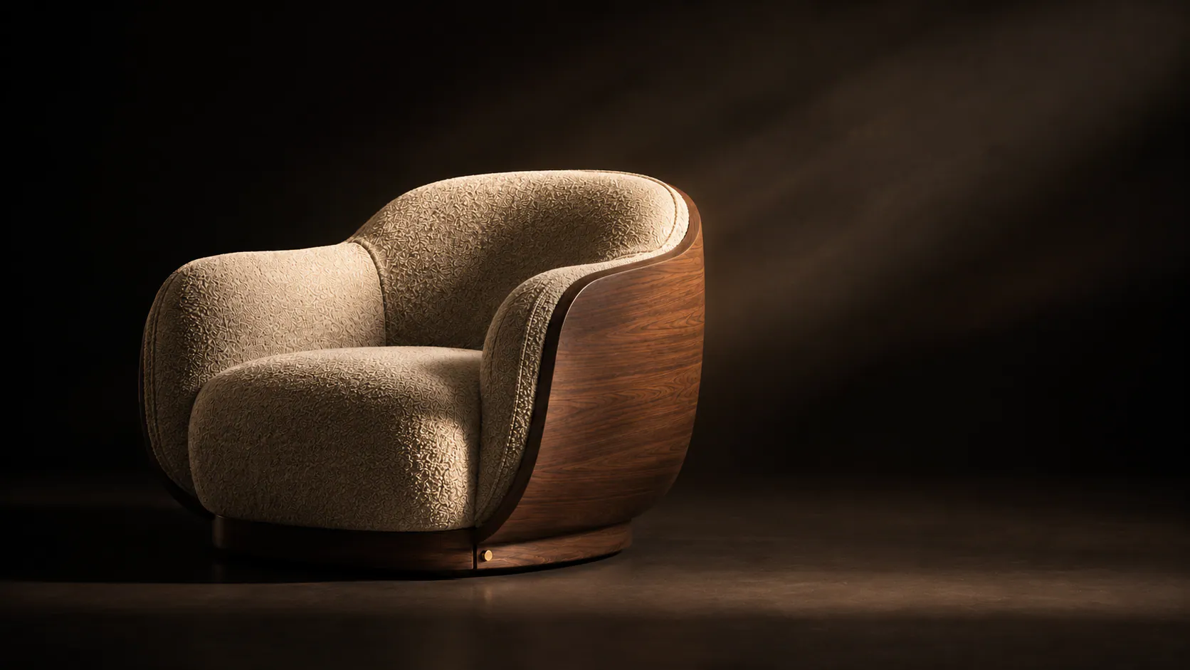 Cinematic product animation frame featuring a lounge chair