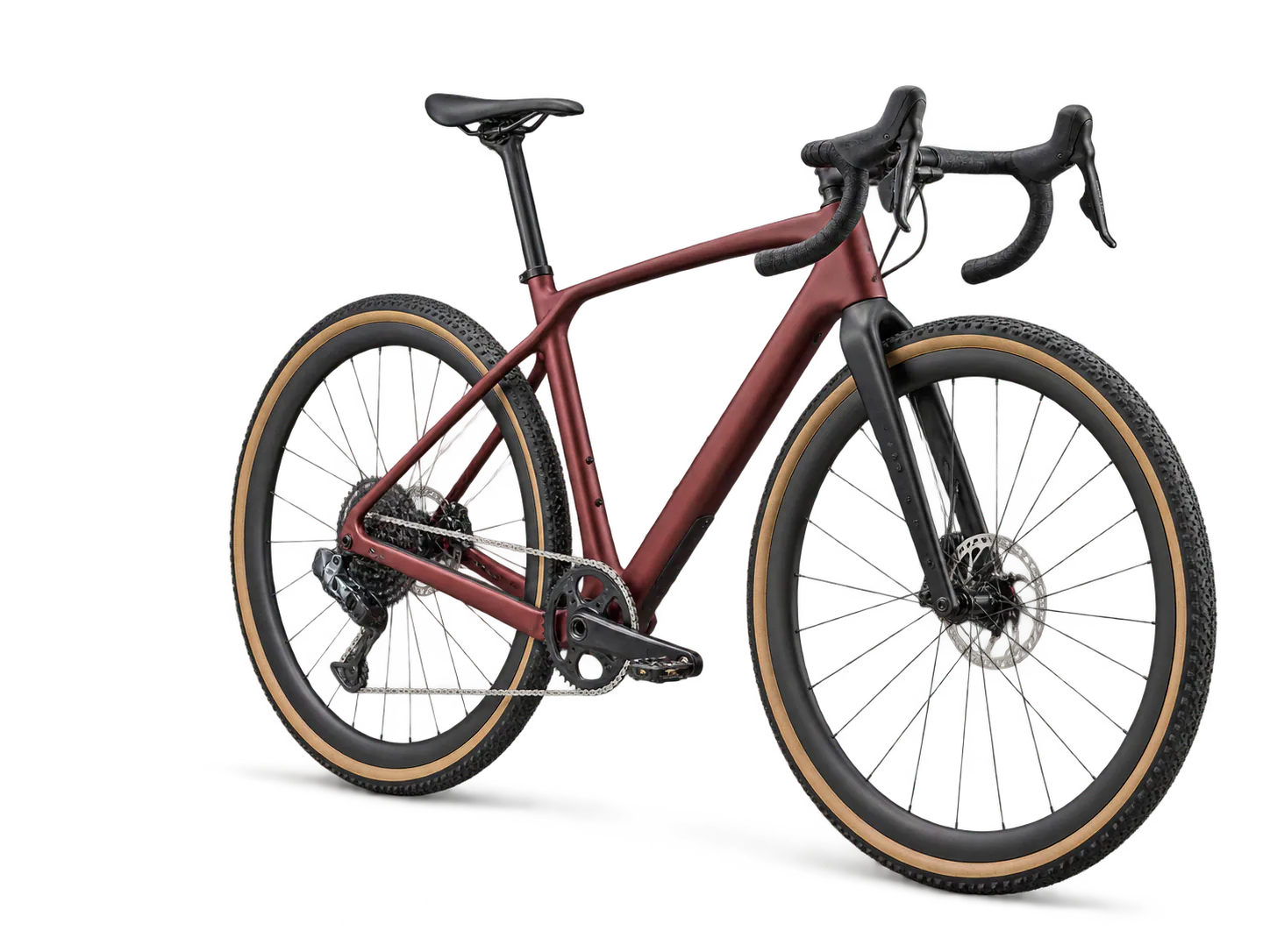 Configurable mineral-red gravel bicycle